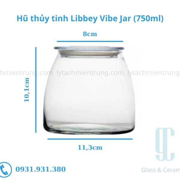 Bình thủy tinh nắp nhựa Libbey Vibe Jar (750ml)